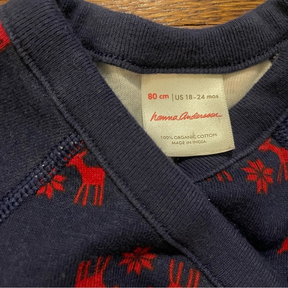 Hanna Andersson Reindeer Print Side Snap Body Suit Size 80 cm or 18-24 Months - Picture 3 of 5